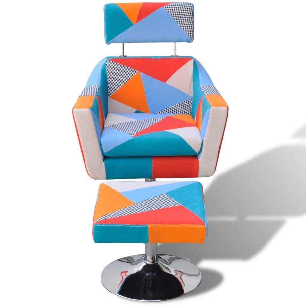 vidaxl50- TV Armchair with Patchwork Design Fabric