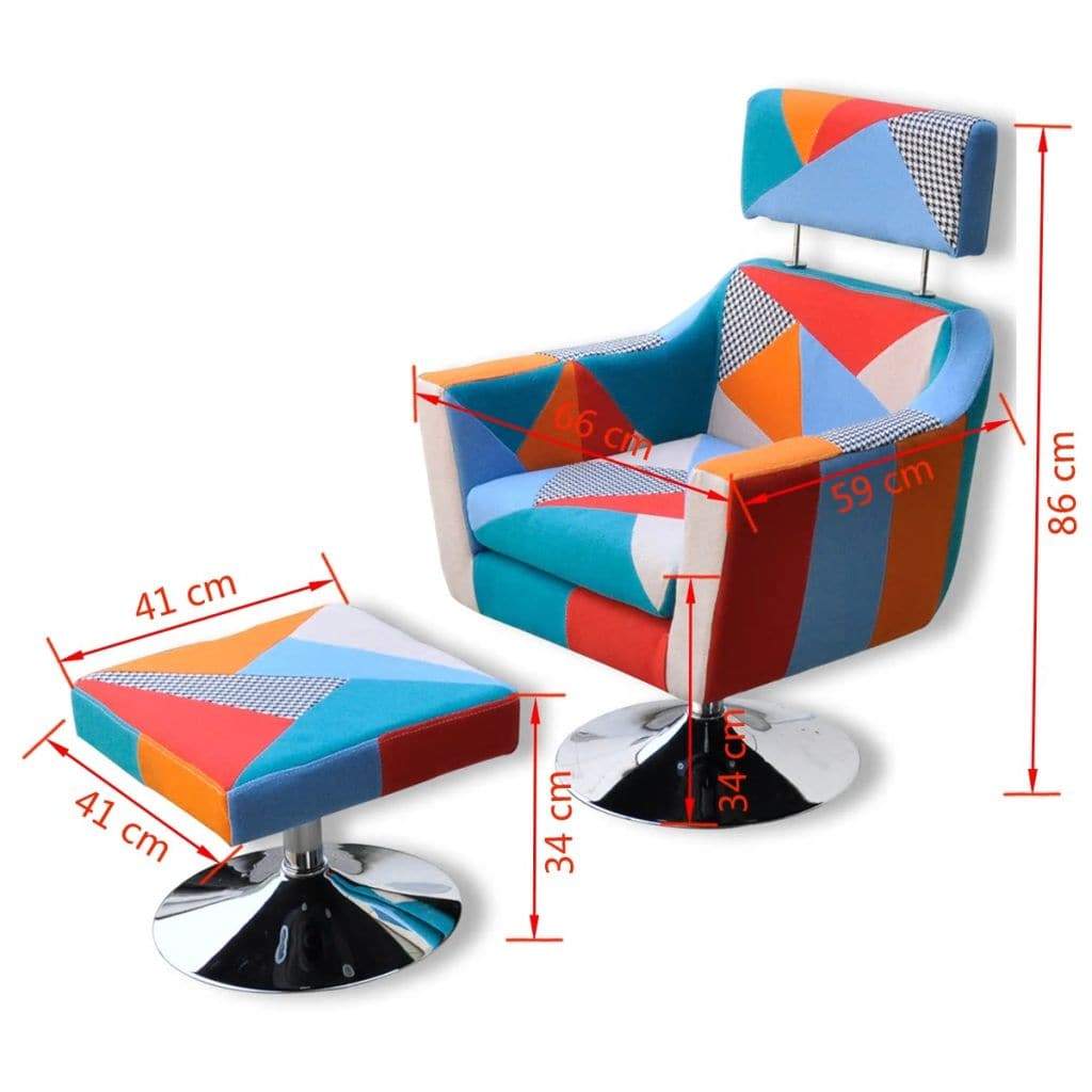 vidaxl50- TV Armchair with Patchwork Design Fabric
