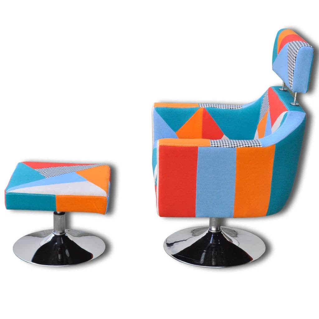 vidaxl50- TV Armchair with Patchwork Design Fabric