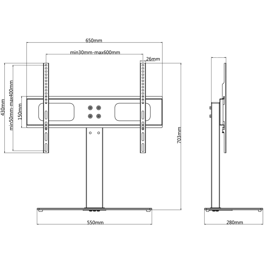 TV Bracket with Base 600 x 400 mm 32" - 70"