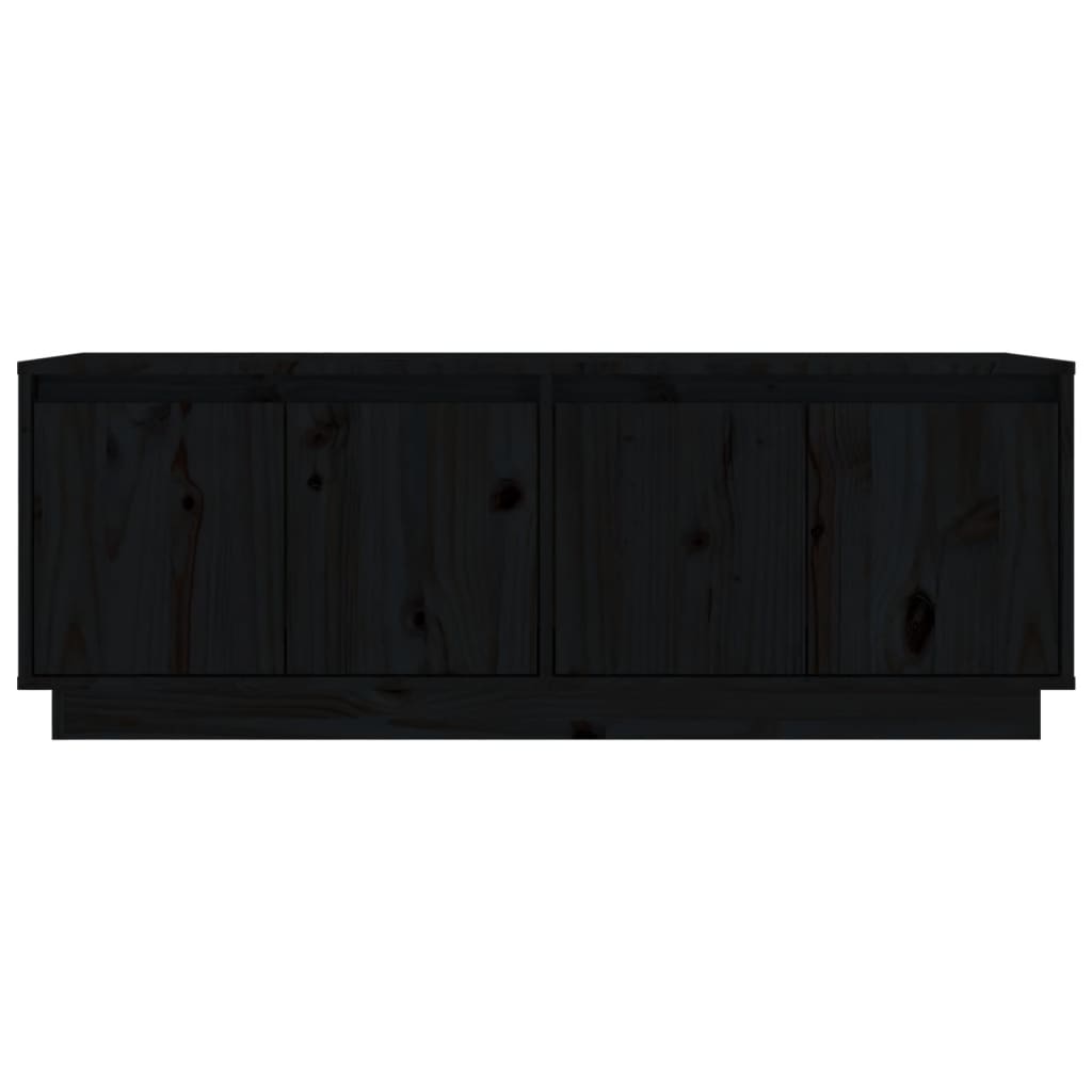 TV Cabinet Black Solid Wood Pine