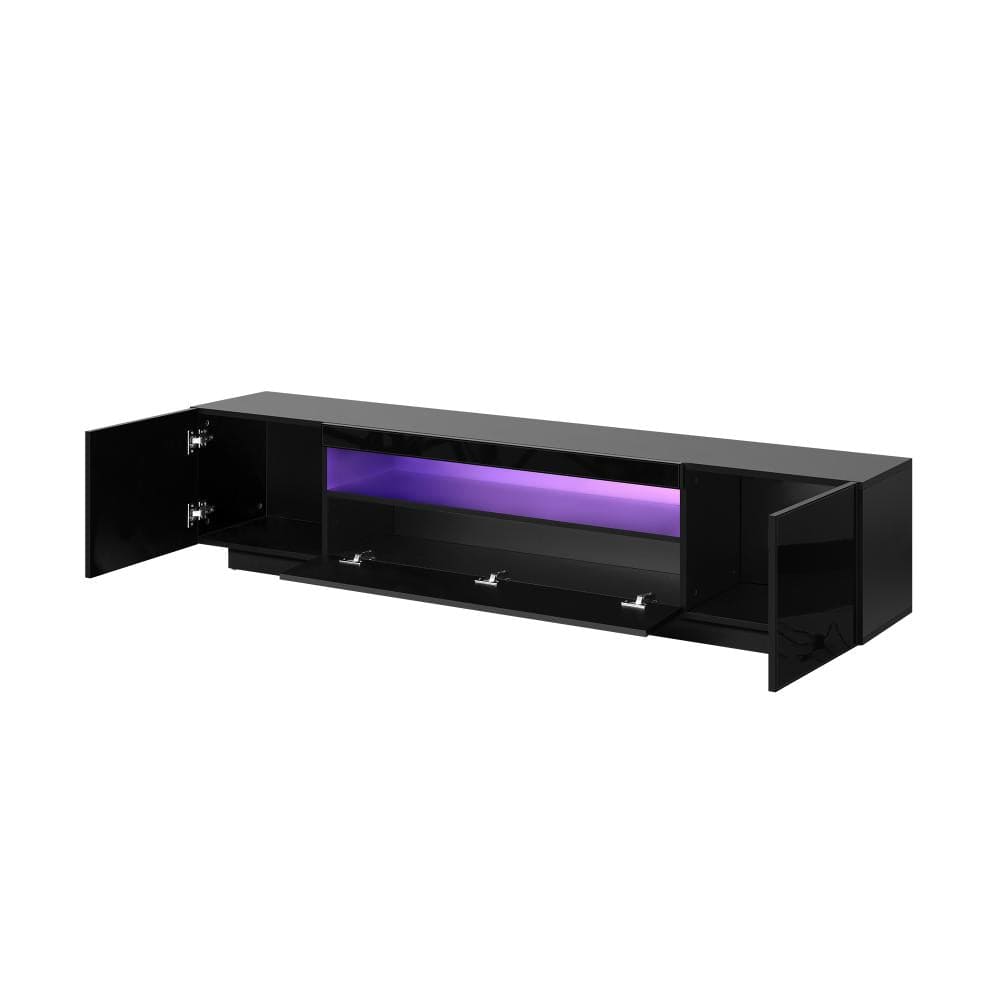TV Cabinet Entertainment Unit Stand Gloss RGB LED Furniture Black/White 180CM