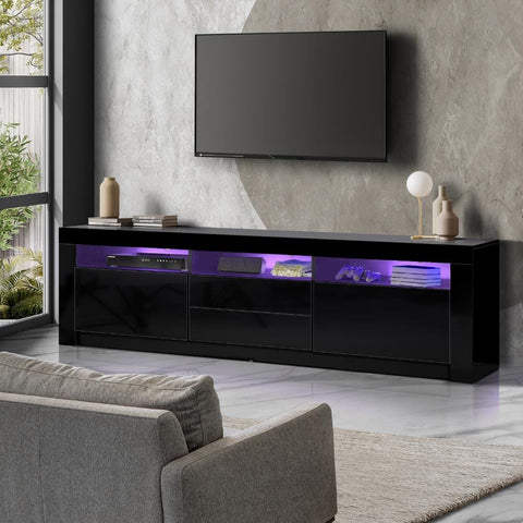 TV Cabinet Entertainment Unit Stand LED RGB Gloss Furniture White/Black
