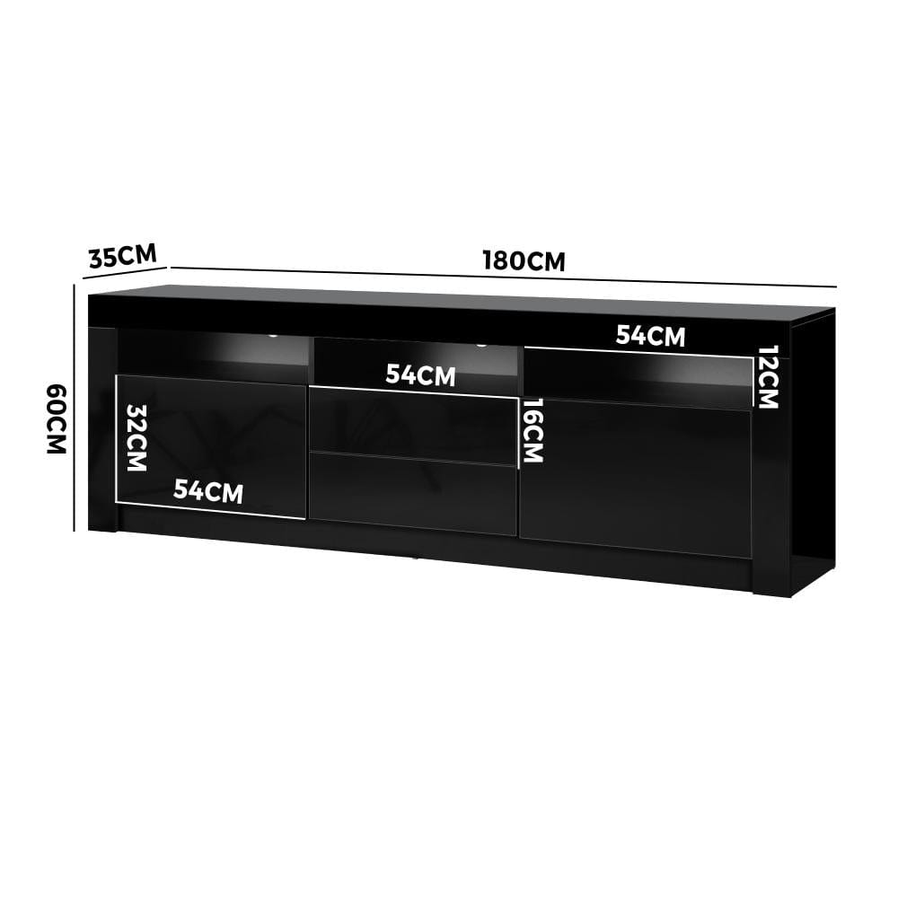 TV Cabinet Entertainment Unit Stand LED RGB Gloss Furniture White/Black