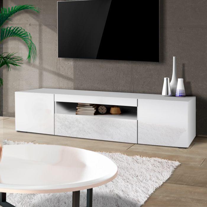 TV Cabinet Entertainment Unit Stand RGB LED Furniture Wooden Shelf 160cm