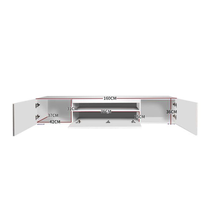 TV Cabinet Entertainment Unit Stand RGB LED Furniture Wooden Shelf 160cm