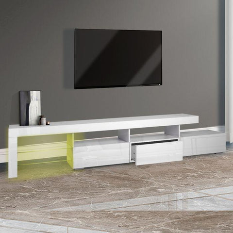 TV Cabinet Entertainment Unit Stand RGB LED Furniture Wooden Shelf 240cm