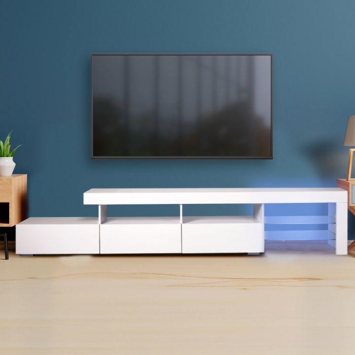 TV Cabinet Entertainment Unit Stand RGB LED Furniture Wooden Shelf 240cm