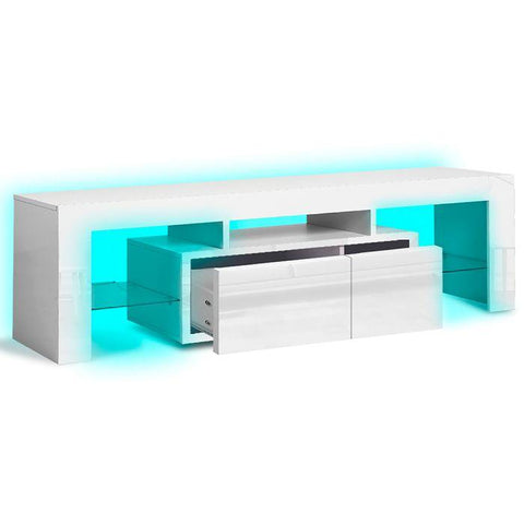 TV Cabinet Entertainment Unit Stand RGB LED Furniture Wooden Shelf