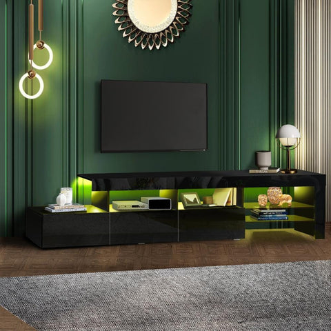 TV Cabinet Entertainment Unit Stand RGB LED Gloss Furniture 130cm White/Black