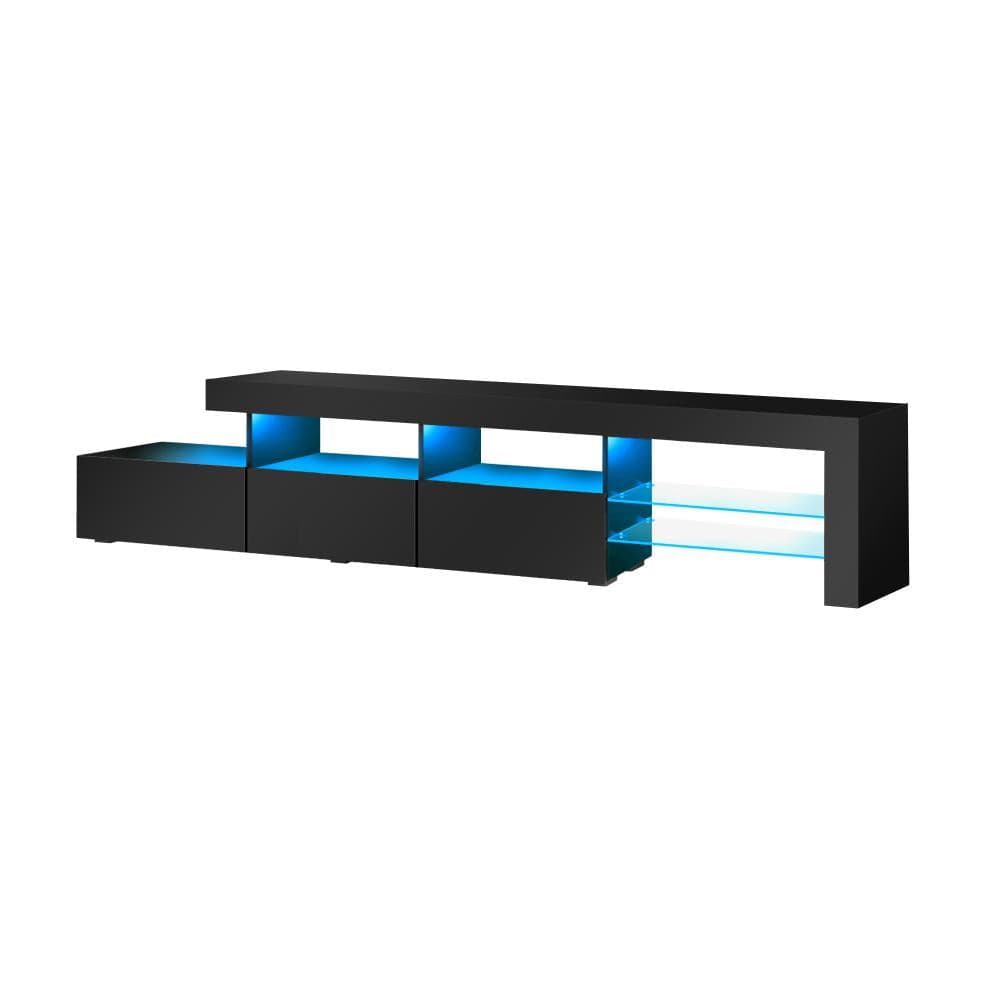 TV Cabinet Entertainment Unit Stand RGB LED Gloss Furniture 130cm White/Black