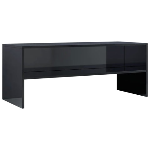 TV Cabinet High Gloss  Black Chipboard