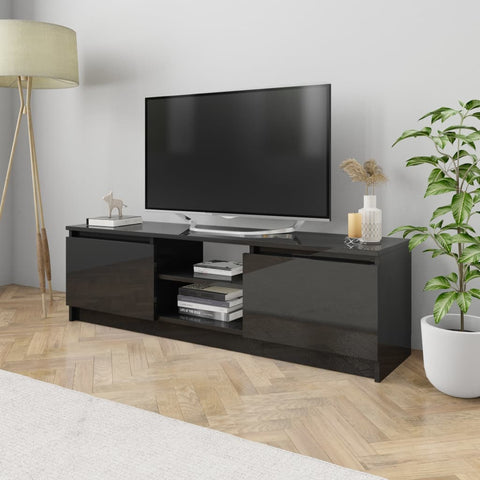 TV Cabinet High Gloss Black 120x30x35.5 cm Chipboard