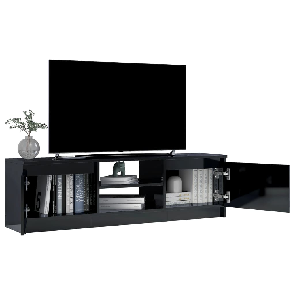 TV Cabinet High Gloss Black 120x30x35.5 cm Chipboard