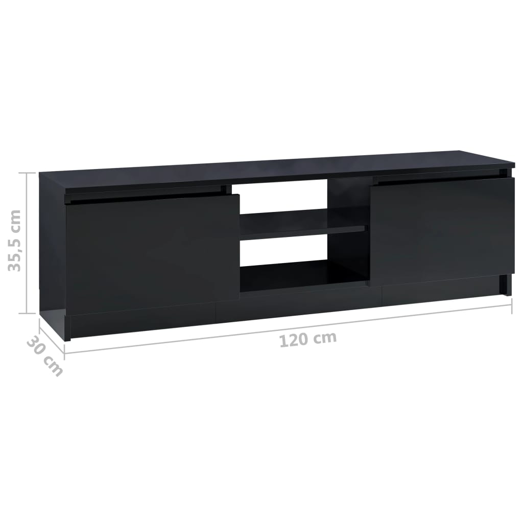 TV Cabinet High Gloss Black 120x30x35.5 cm Chipboard