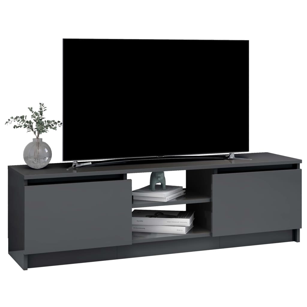 TV Cabinet High Gloss Grey 120x30x35.5 cm Chipboard