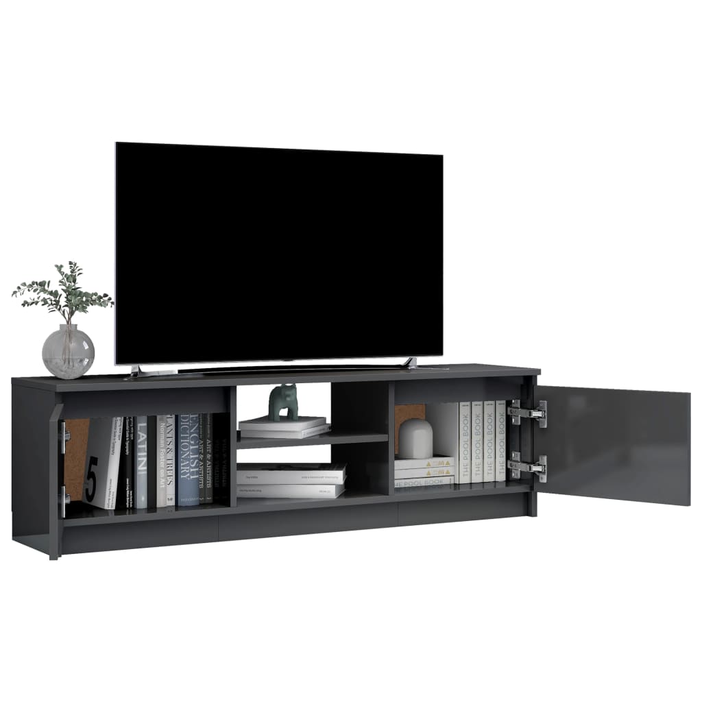 TV Cabinet High Gloss Grey 120x30x35.5 cm Chipboard