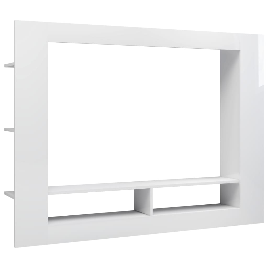 TV Cabinet High Gloss White 152x22x113 cm Chipboard