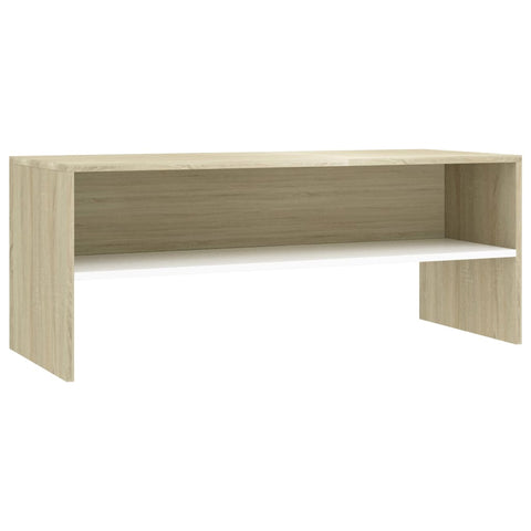 TV Cabinet White and Sonoma  Oak Chipboard