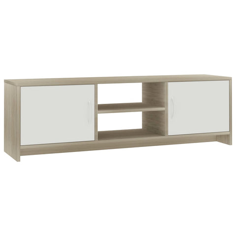 TV Cabinet White and Sonoma Oak  Chipboard