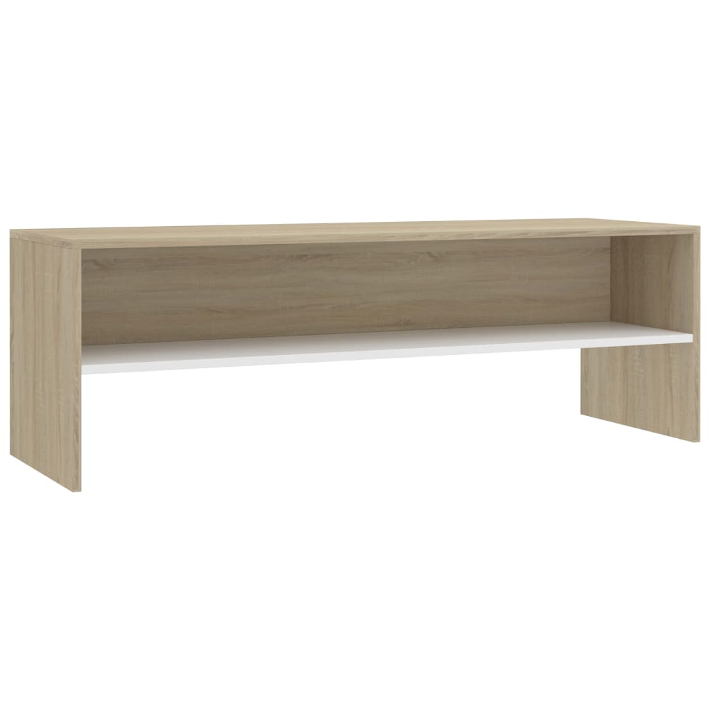 TV Cabinet White and Sonoma Oak 120x40x40 cm Chipboard