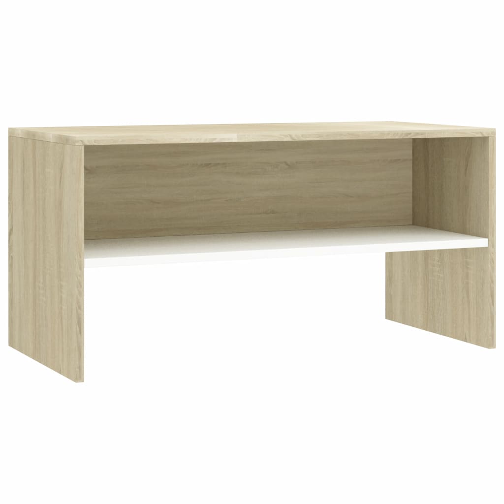 TV Cabinet White and Sonoma Oak 80x40x40 cm Chipboard