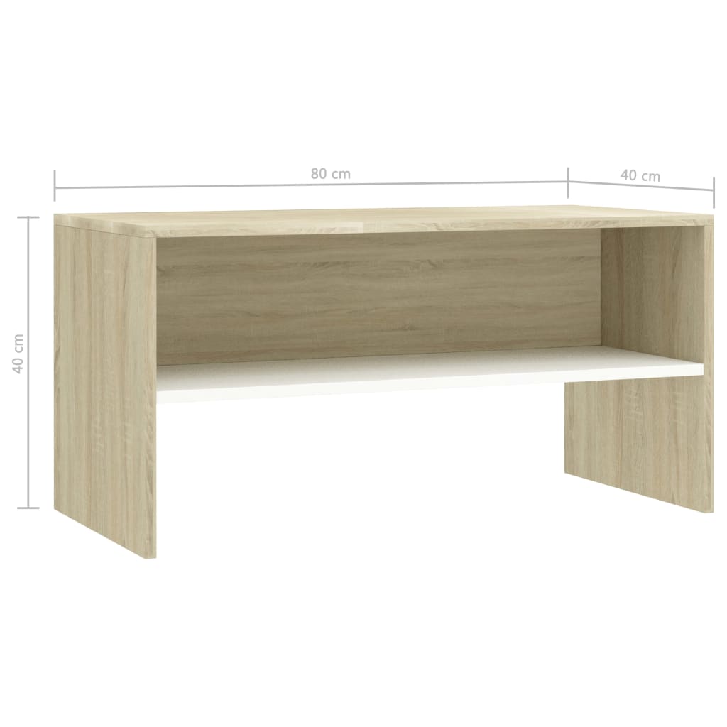 TV Cabinet White and Sonoma Oak 80x40x40 cm Chipboard