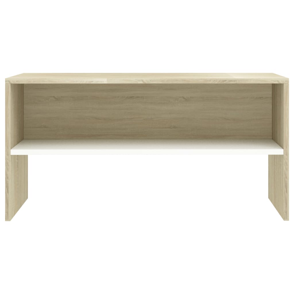 TV Cabinet White and Sonoma Oak 80x40x40 cm Chipboard