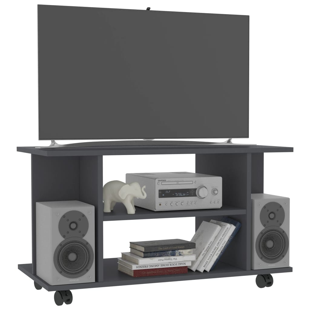 TV Cabinet with Castors Grey 80x40x40 cm Chipboard