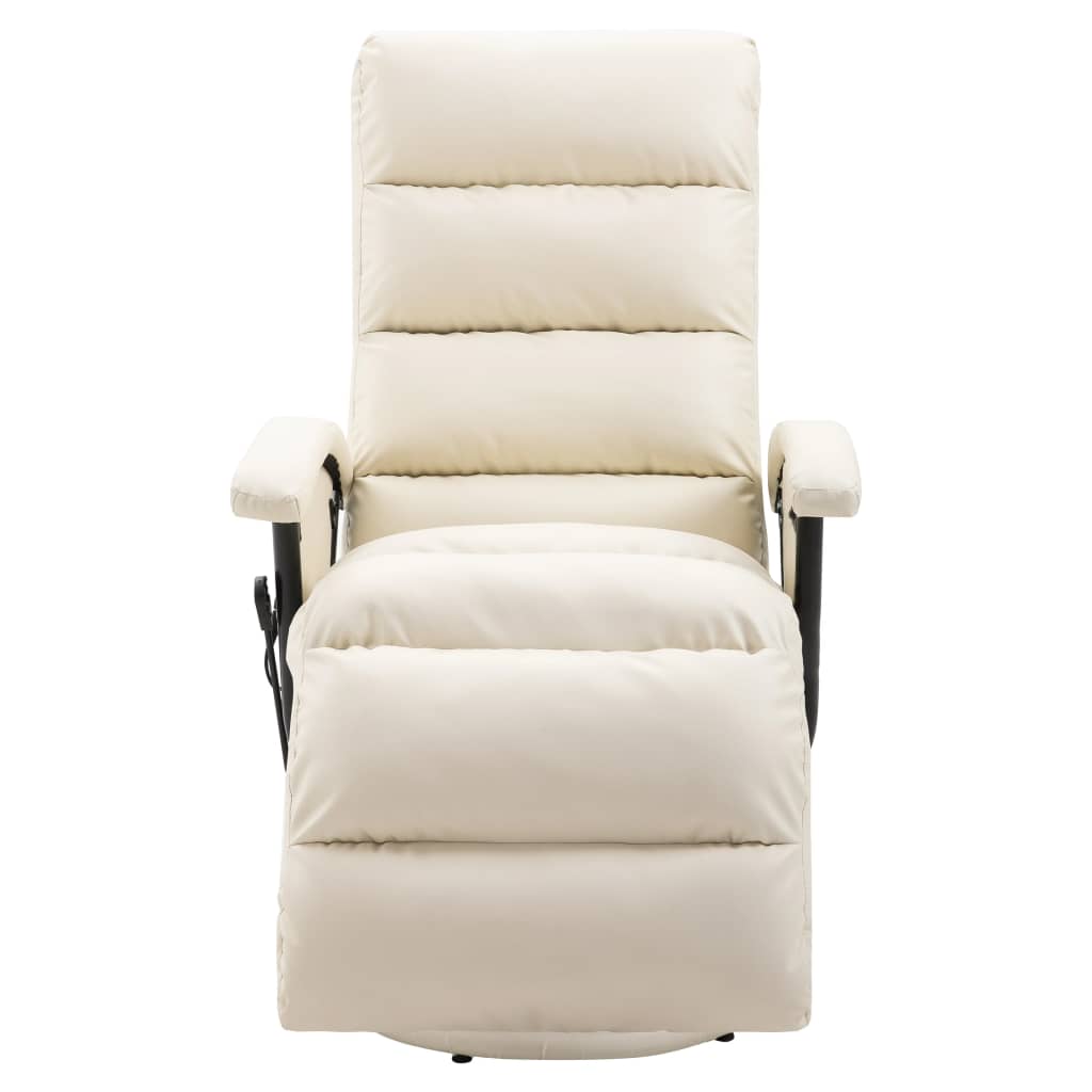 TV Massage Recliner Cream White Leather