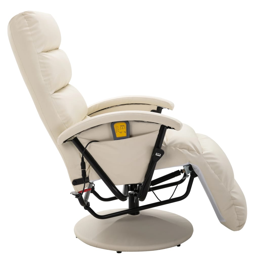 TV Massage Recliner Cream White Leather