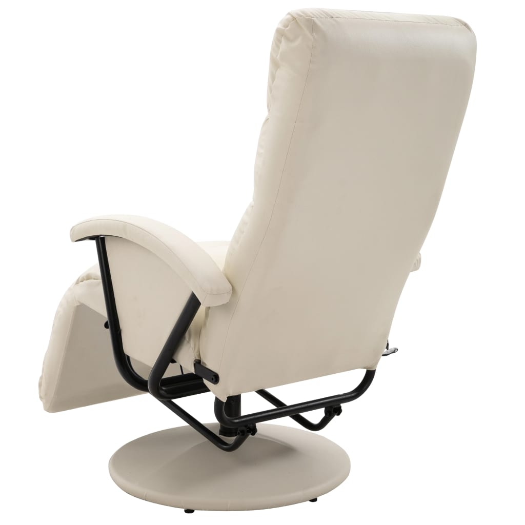 TV Massage Recliner Cream White Leather