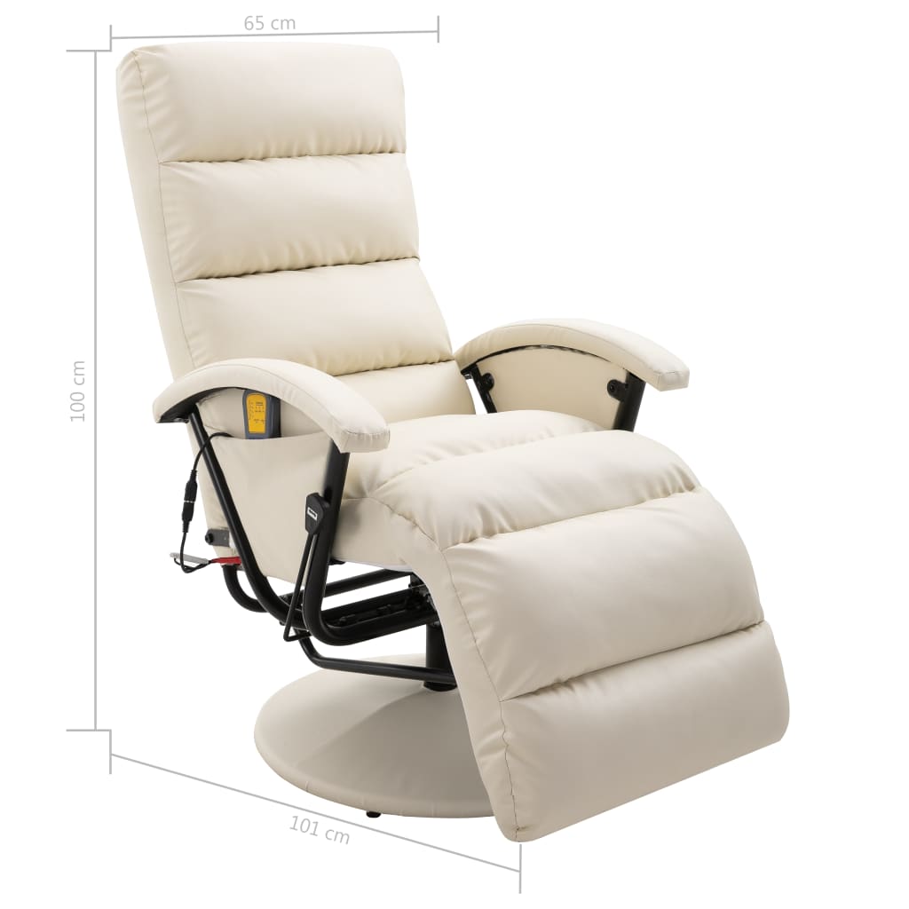 TV Massage Recliner Cream White Leather