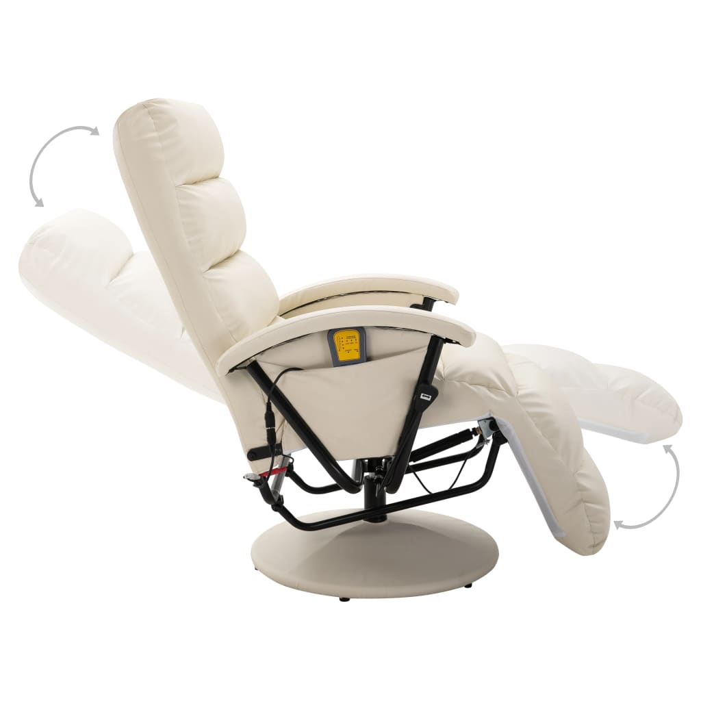 TV Massage Recliner Cream White Leather