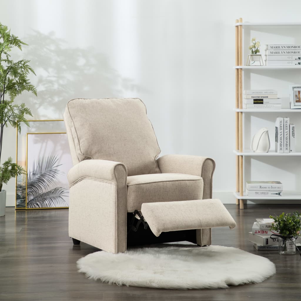 TV Recliner Chair Cream Fabric