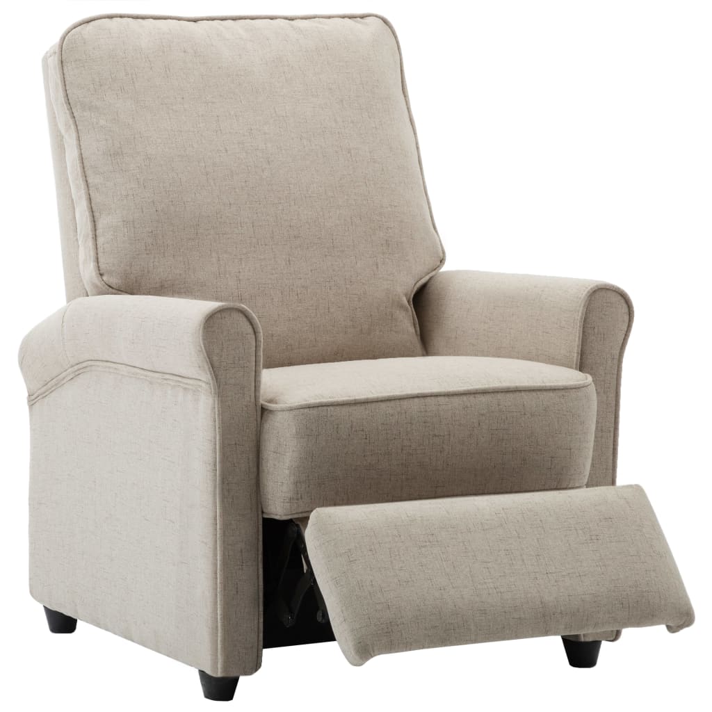TV Recliner Chair Cream Fabric