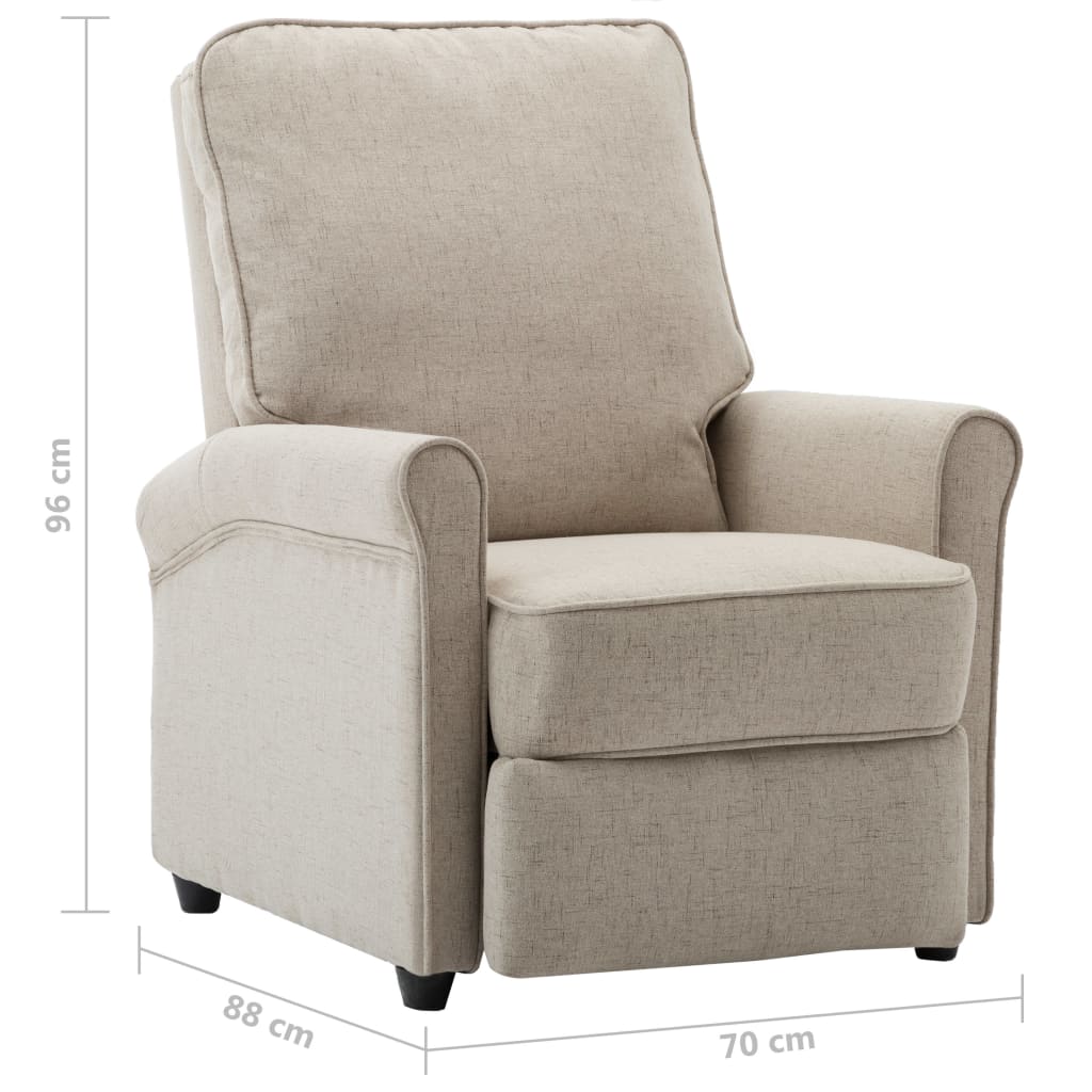TV Recliner Chair Cream Fabric