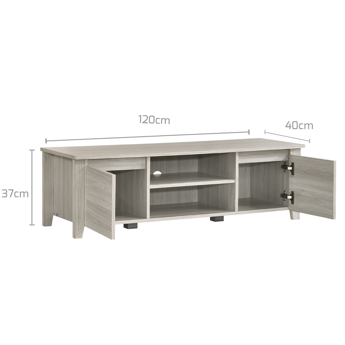 Furniture TV Stand Entertainment Unit 120cm In White Oak