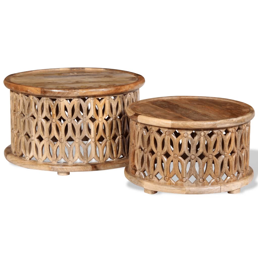 Two Piece Coffee Table Set Solid Mango Wood