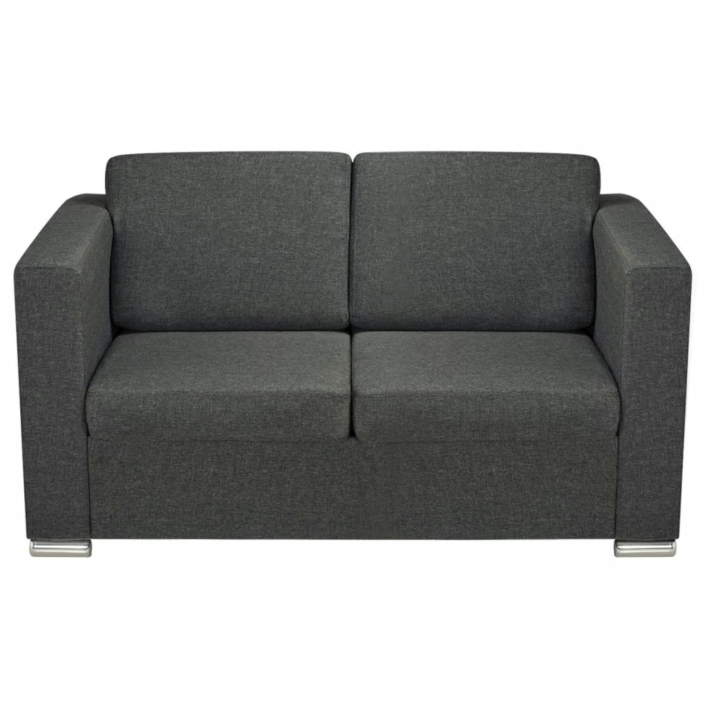 Two Piece Sofa Set Fabric Dark Grey