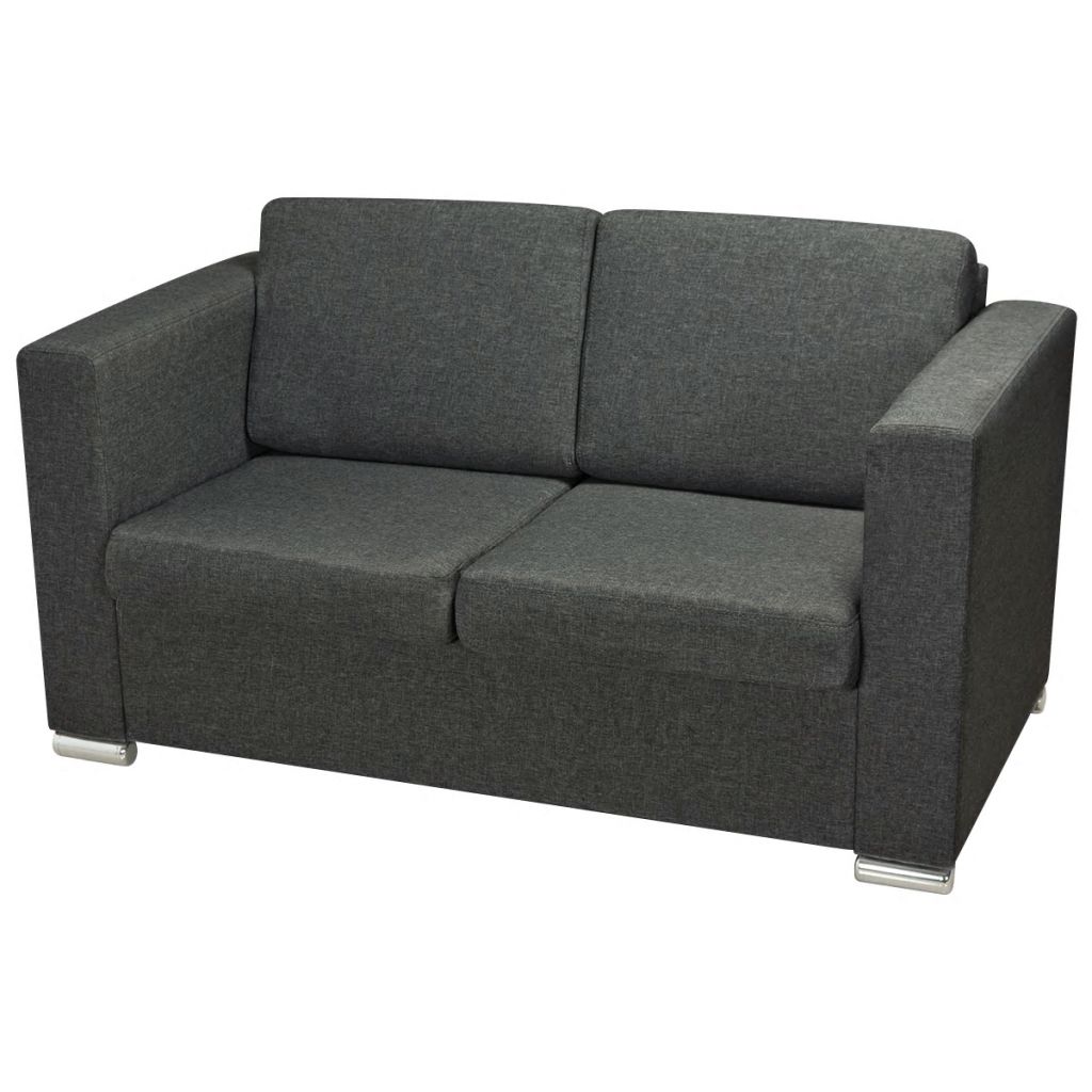 Two Piece Sofa Set Fabric Dark Grey