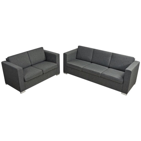 Two Piece Sofa Set Fabric Dark Grey