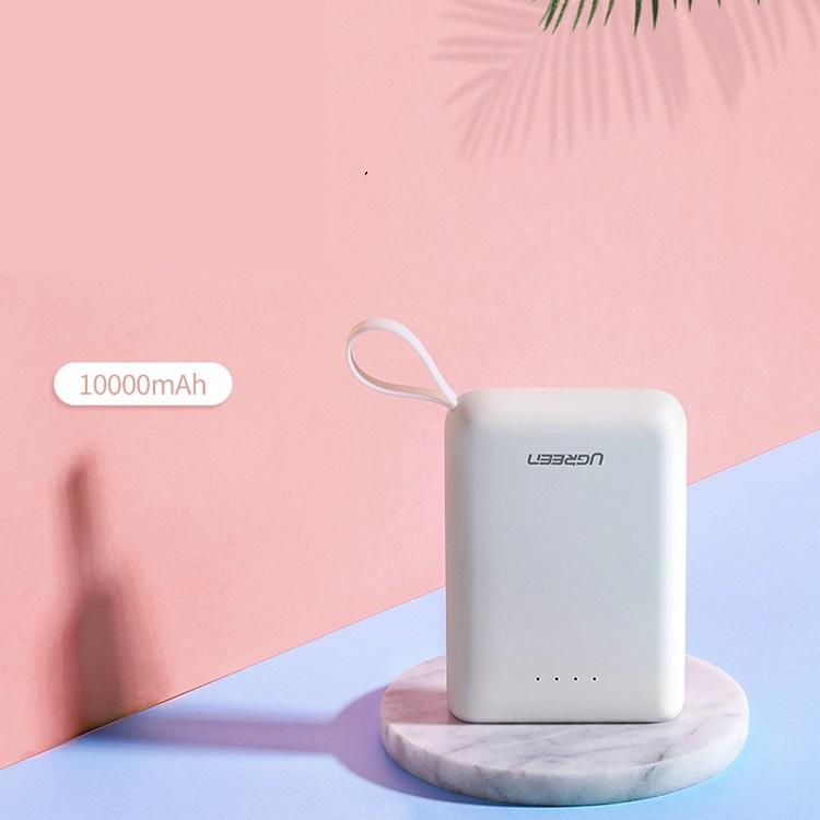 Mobile Accessories UGREEN 10000mAh Mini Power Bank Dual USB-A + Type C (White) 60197
