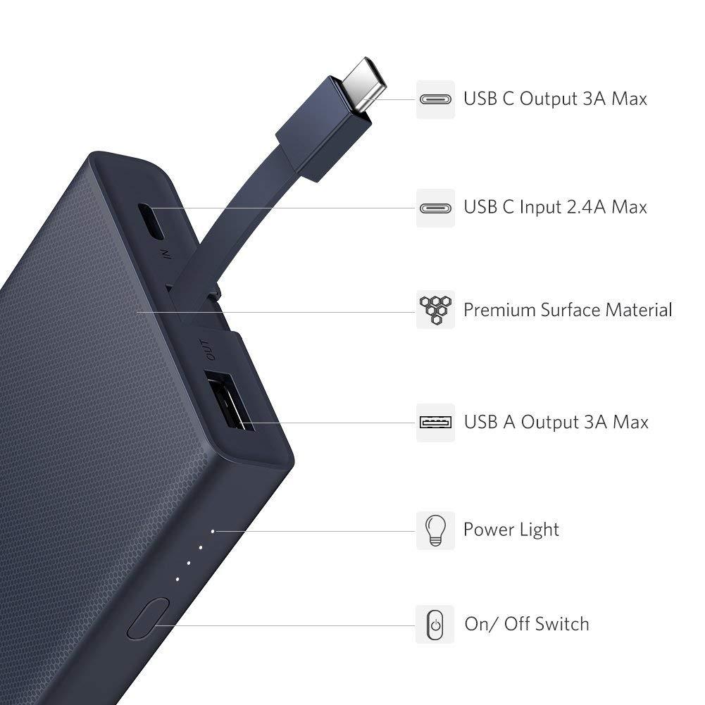 USB Gadgets UGREEN 10000mAh Power bank With TypeC cable - Blue (40972)