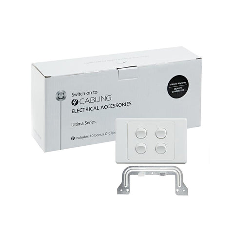 Ultima 4 Gang Switch 250V 16AX - Horizontal