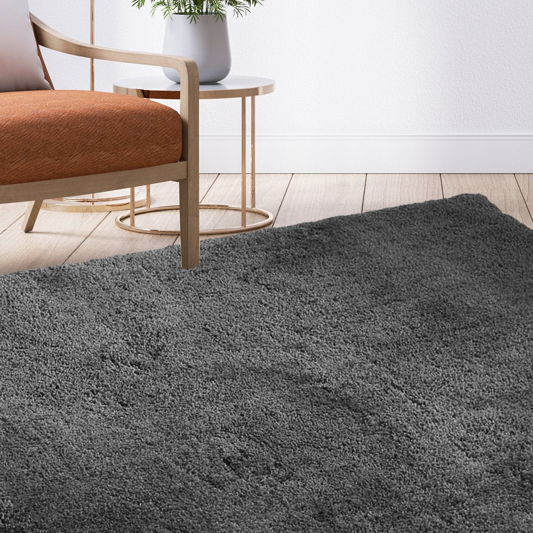 Living Room Ultra Soft Anti Slip Rectangle Floor Rug Carpet 120x170cm in Charcoal