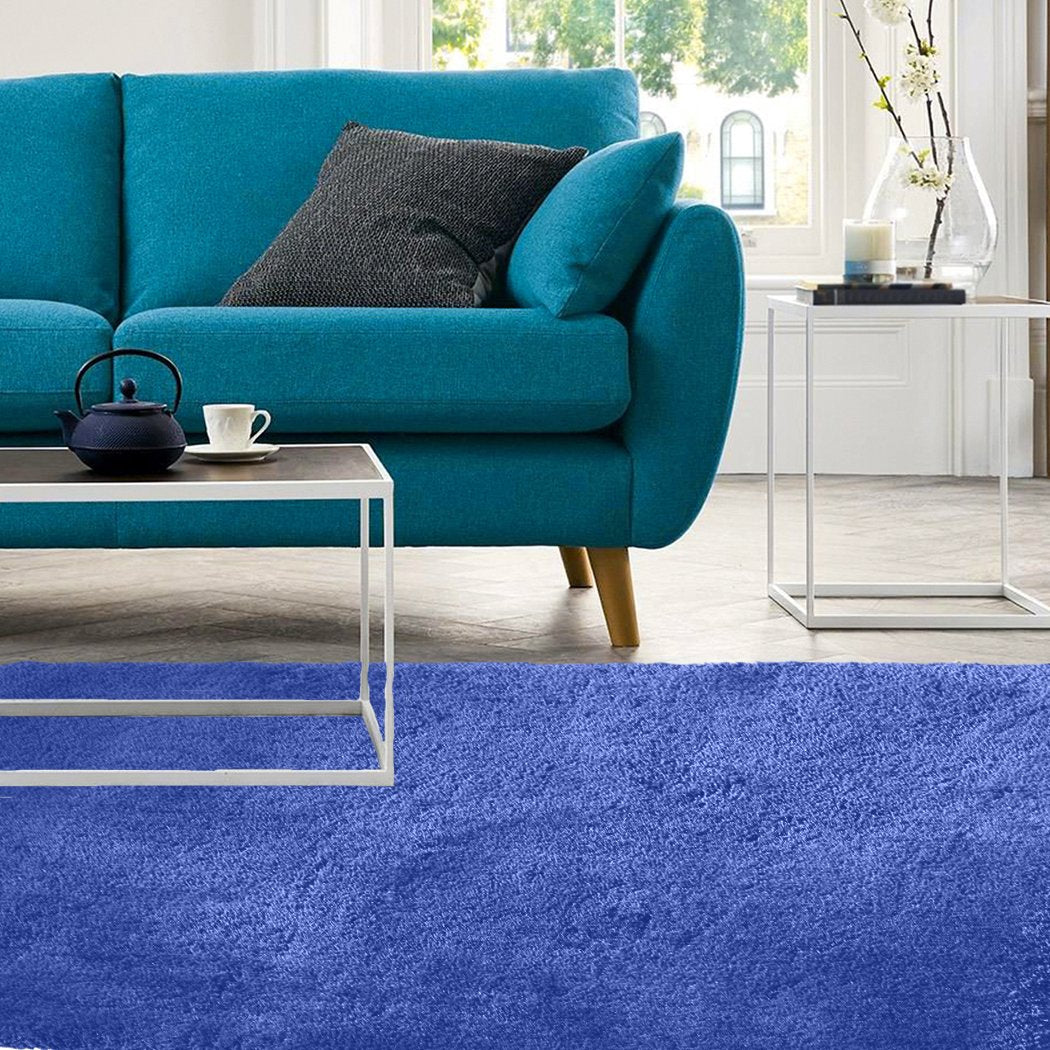 living room Ultra Soft Shaggy Floor Rug Carpet 160X225Cm Blue