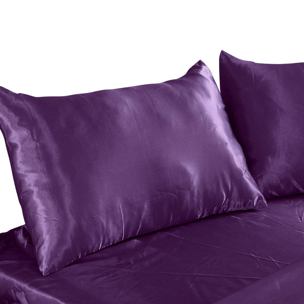 bedding Ultra Soft Silky Bed Sheet Set In Single Size In Purple Colour