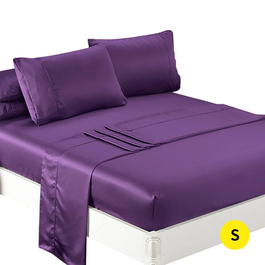 bedding Ultra Soft Silky Bed Sheet Set In Single Size In Purple Colour