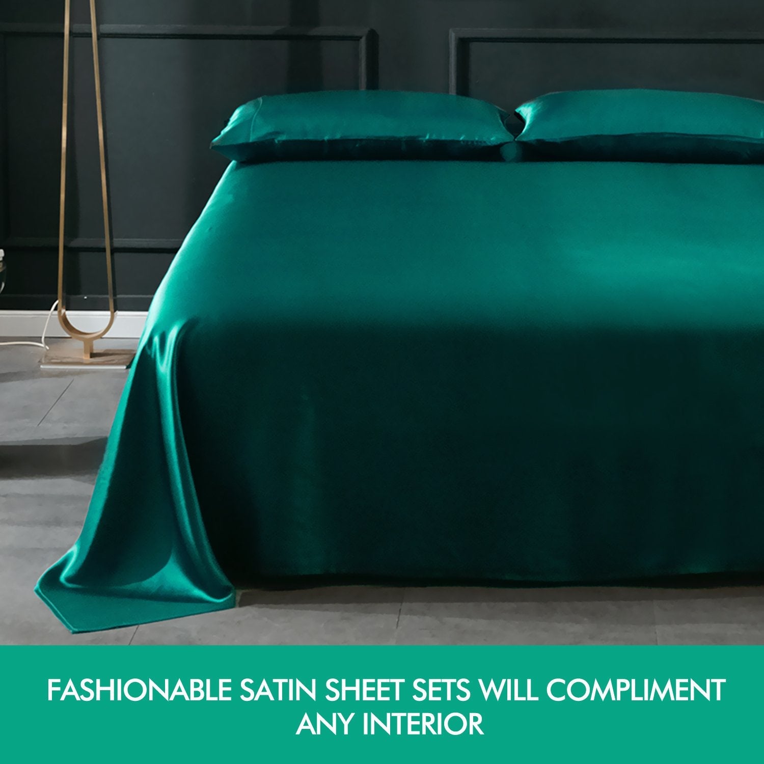 bedding Ultra Soft Silky Satin Bed Sheet Set in King Single Size in Teal Colour